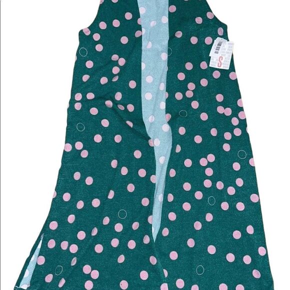 LuLaRoe Small Joy Vest • Forest Green With Rose Polka Dots • Long Sweater Vest - Picture 5 of 12